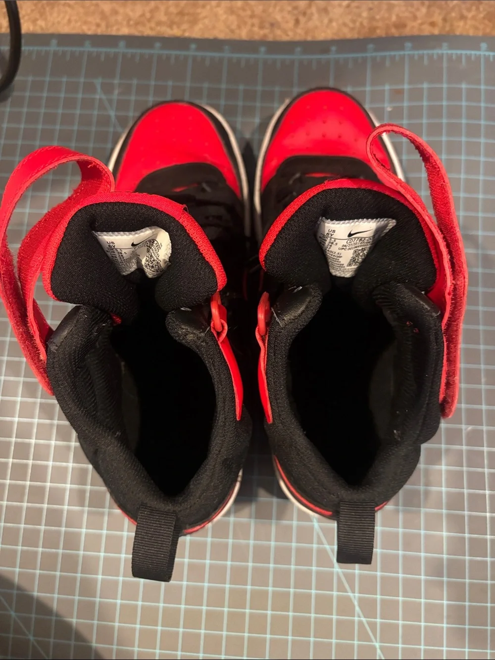 Nike Kids High-Top Sneakers in Black and Red